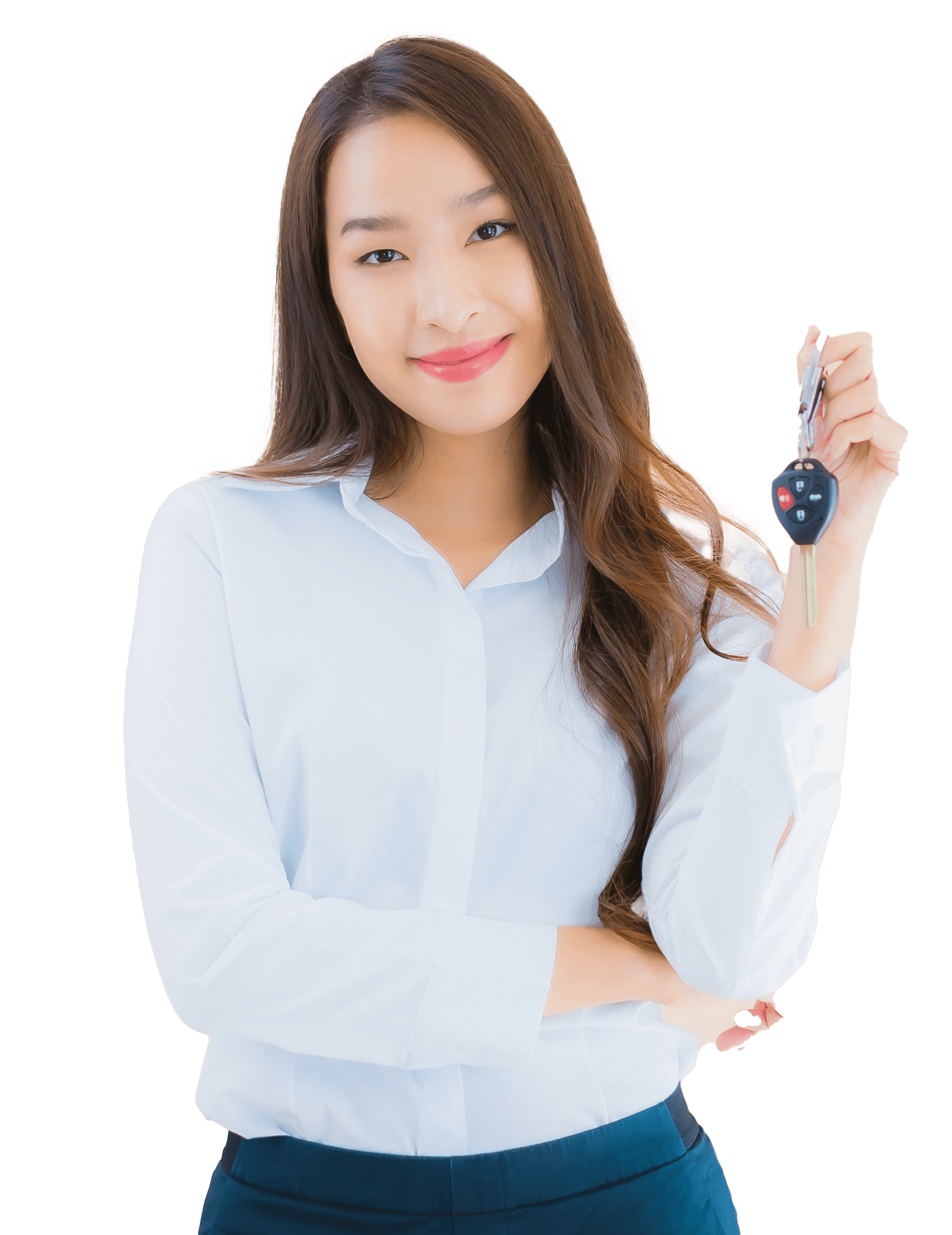 Phụ nữ trẻ với chìa khóa xe ô tô - Vay mua ô tô QTDND Duy Thanh